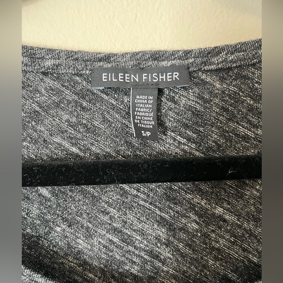 Eileen Fisher Asymmetrical Grey Sweater Top 3/4 Sleeve Size S - Picture 3 of 6